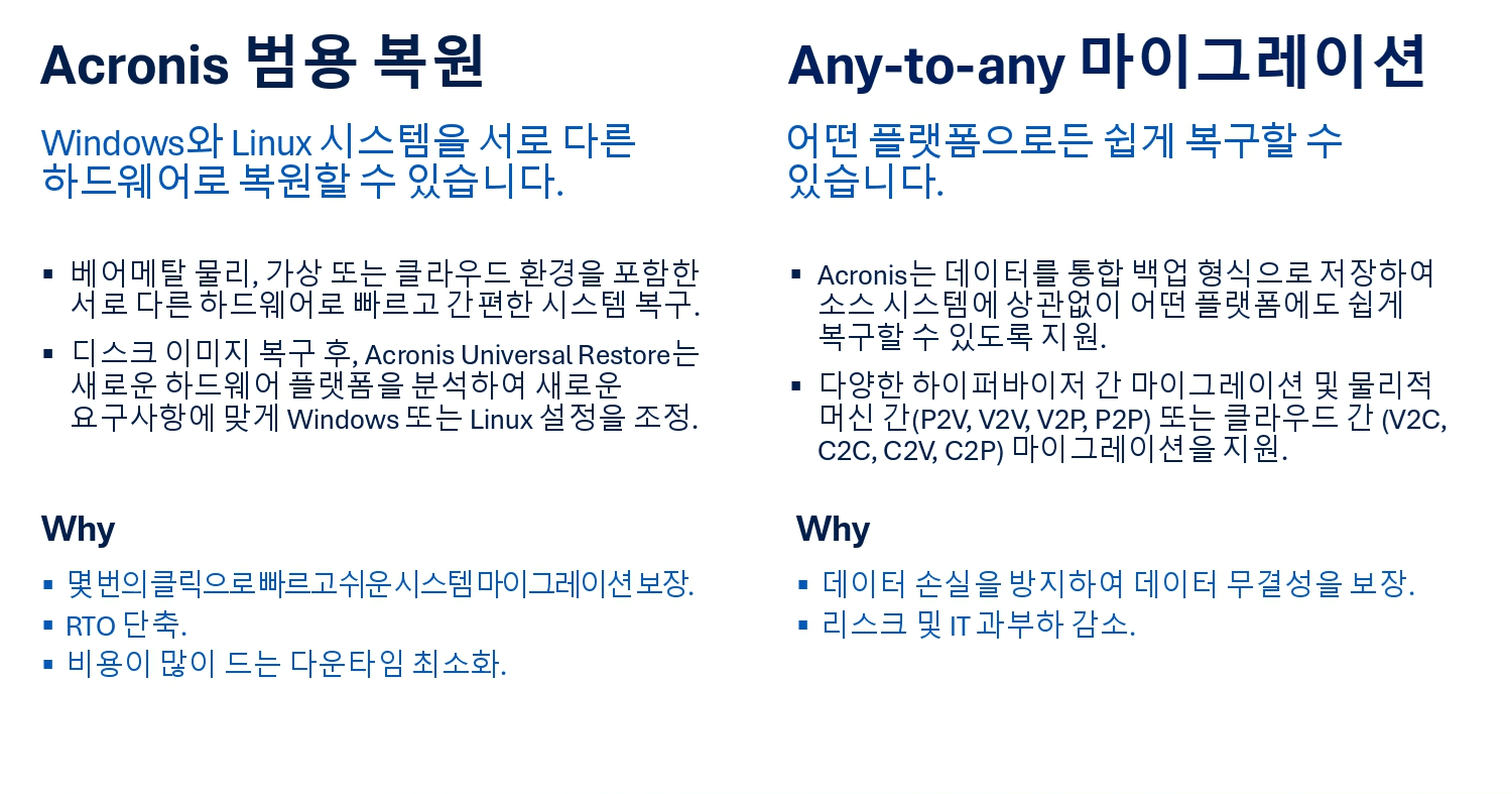 범용 복원 및 Any-to-Any 마이그레이션