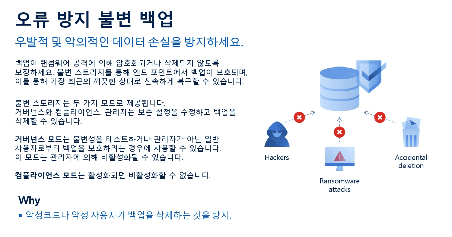 오류 방지 불변 백업 다이어그램